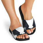 Black Demon Wings Print Black Slide Sandals