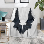 Black Demon Wings Print Blanket
