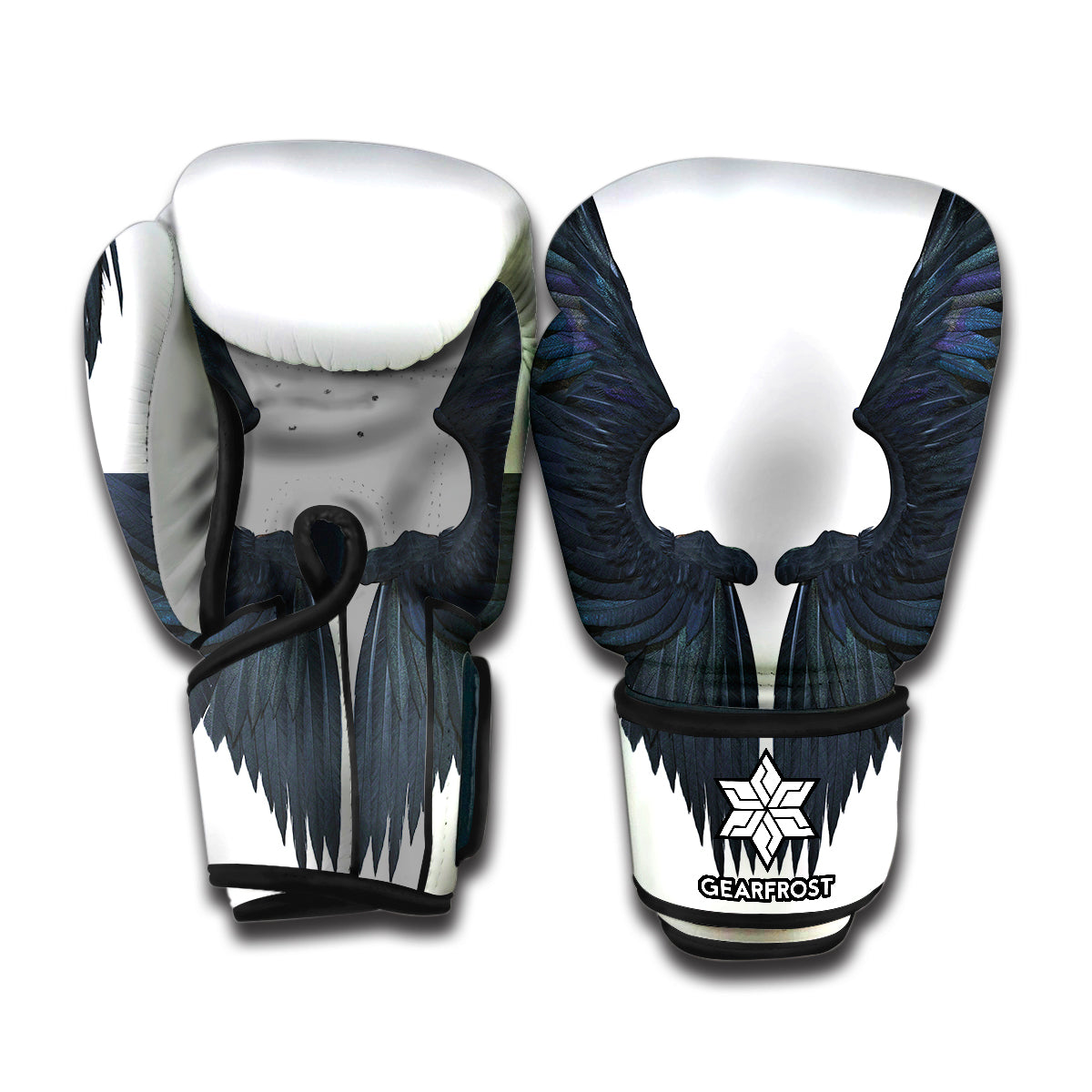 Black Demon Wings Print Boxing Gloves