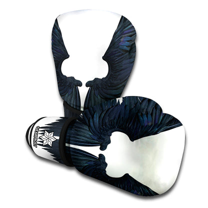 Black Demon Wings Print Boxing Gloves