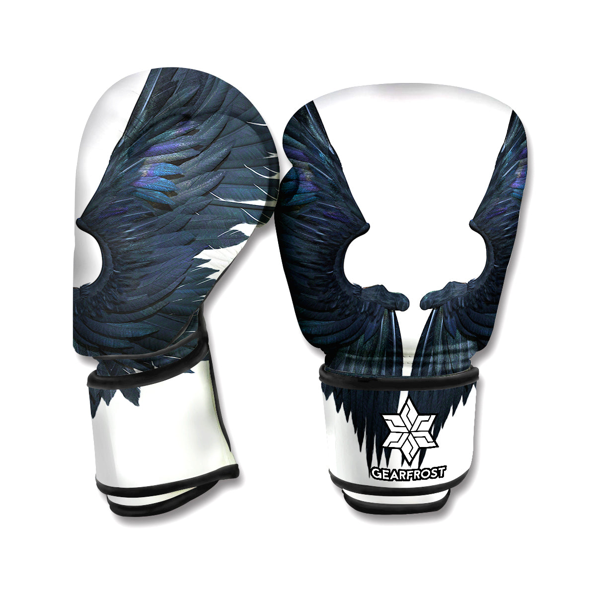 Black Demon Wings Print Boxing Gloves