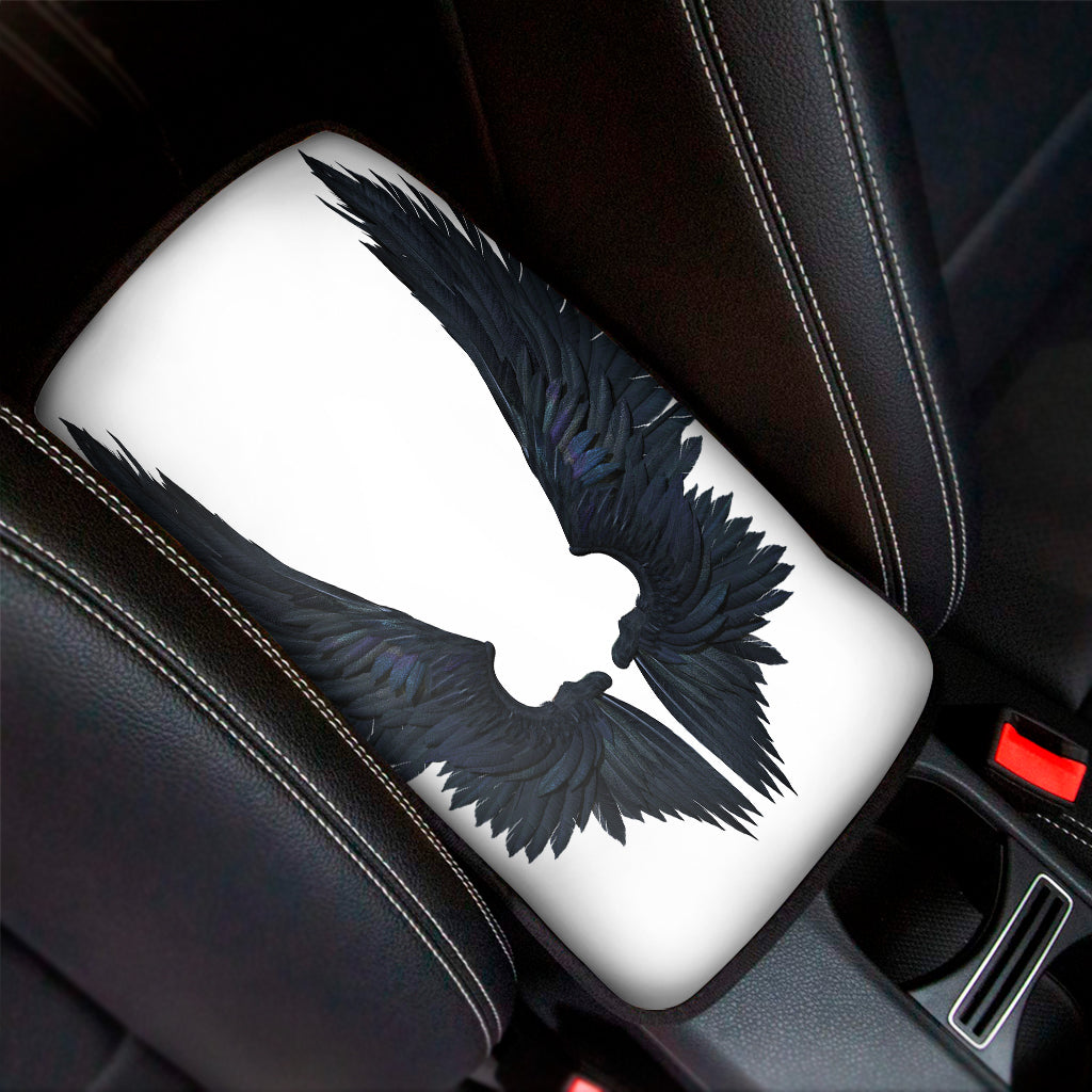 Black Demon Wings Print Car Center Console Cover