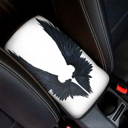 Black Demon Wings Print Car Center Console Cover