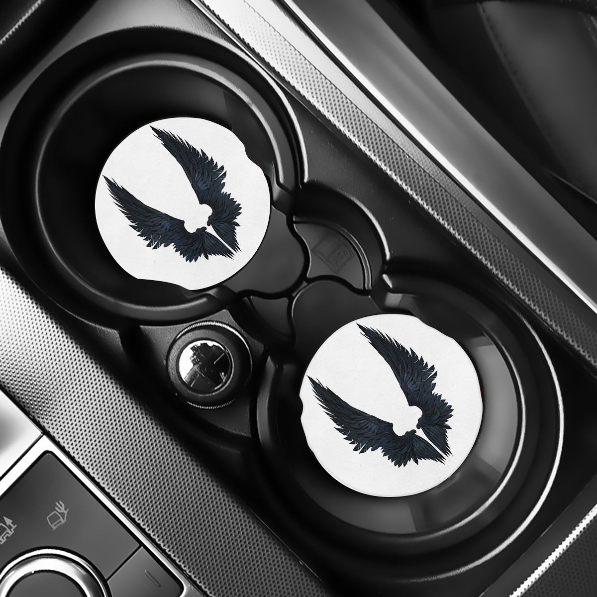 Black Demon Wings Print Car Coasters