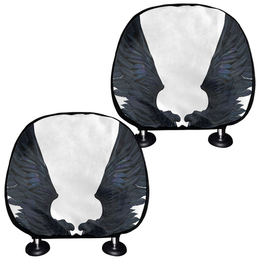 Black Demon Wings Print Car Headrest Covers