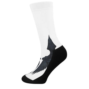 Black Demon Wings Print Crew Socks