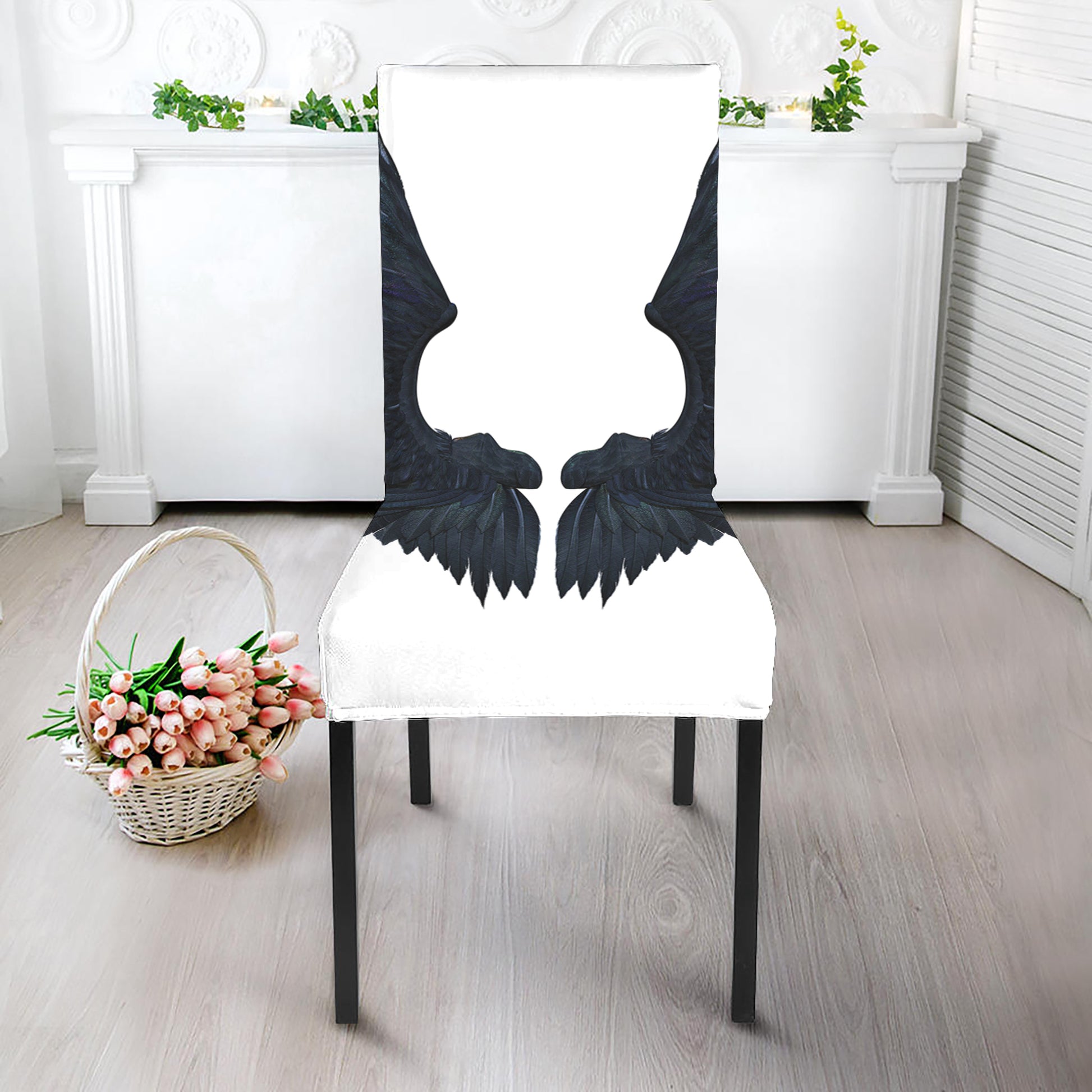 Black Demon Wings Print Dining Chair Slipcover