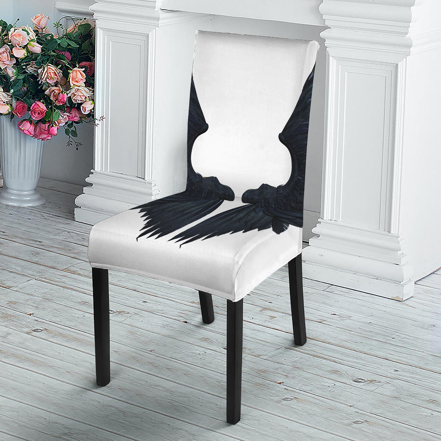 Black Demon Wings Print Dining Chair Slipcover