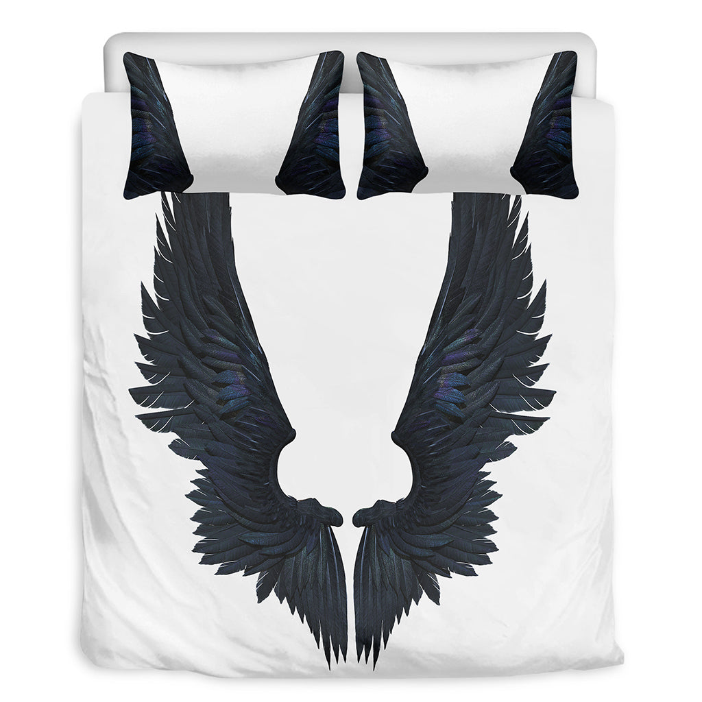 Black Demon Wings Print Duvet Cover Bedding Set