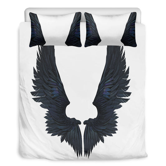 Black Demon Wings Print Duvet Cover Bedding Set