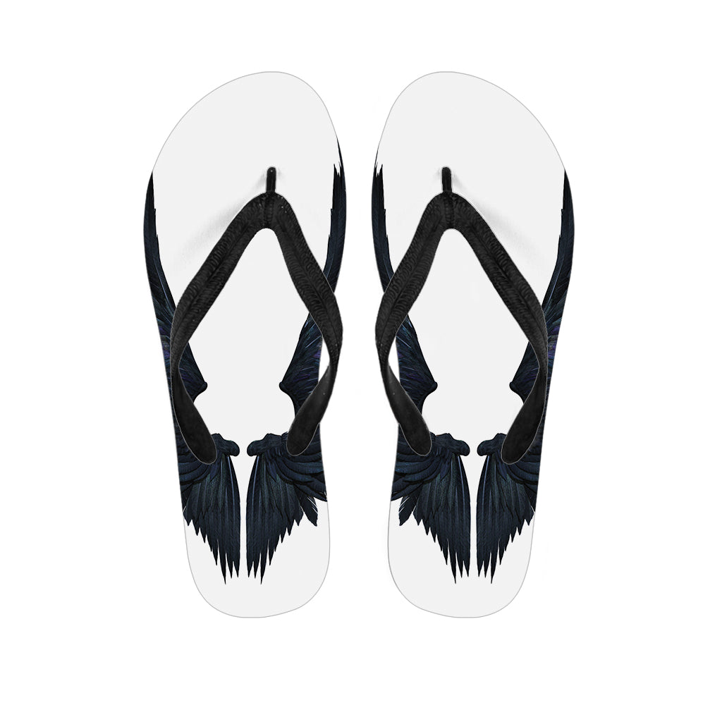 Black Demon Wings Print Flip Flops