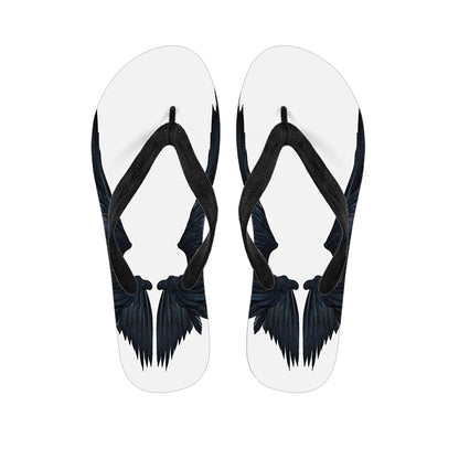 Black Demon Wings Print Flip Flops