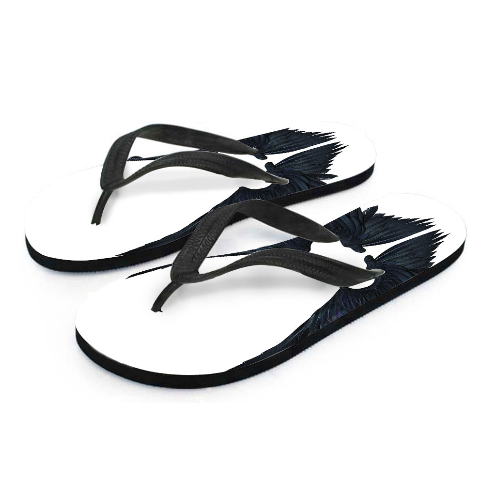 Black Demon Wings Print Flip Flops