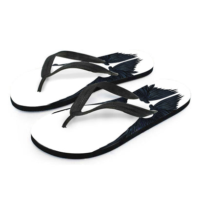 Black Demon Wings Print Flip Flops