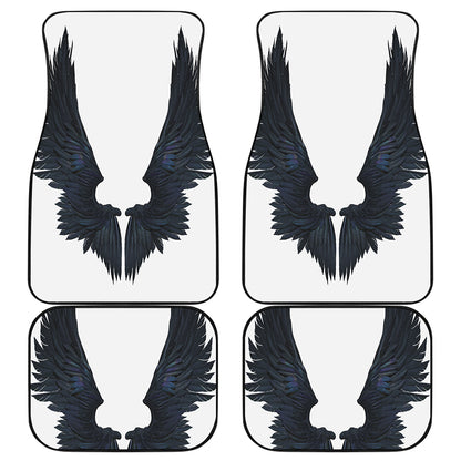 Black Demon Wings Print Front and Back Car Floor Mats