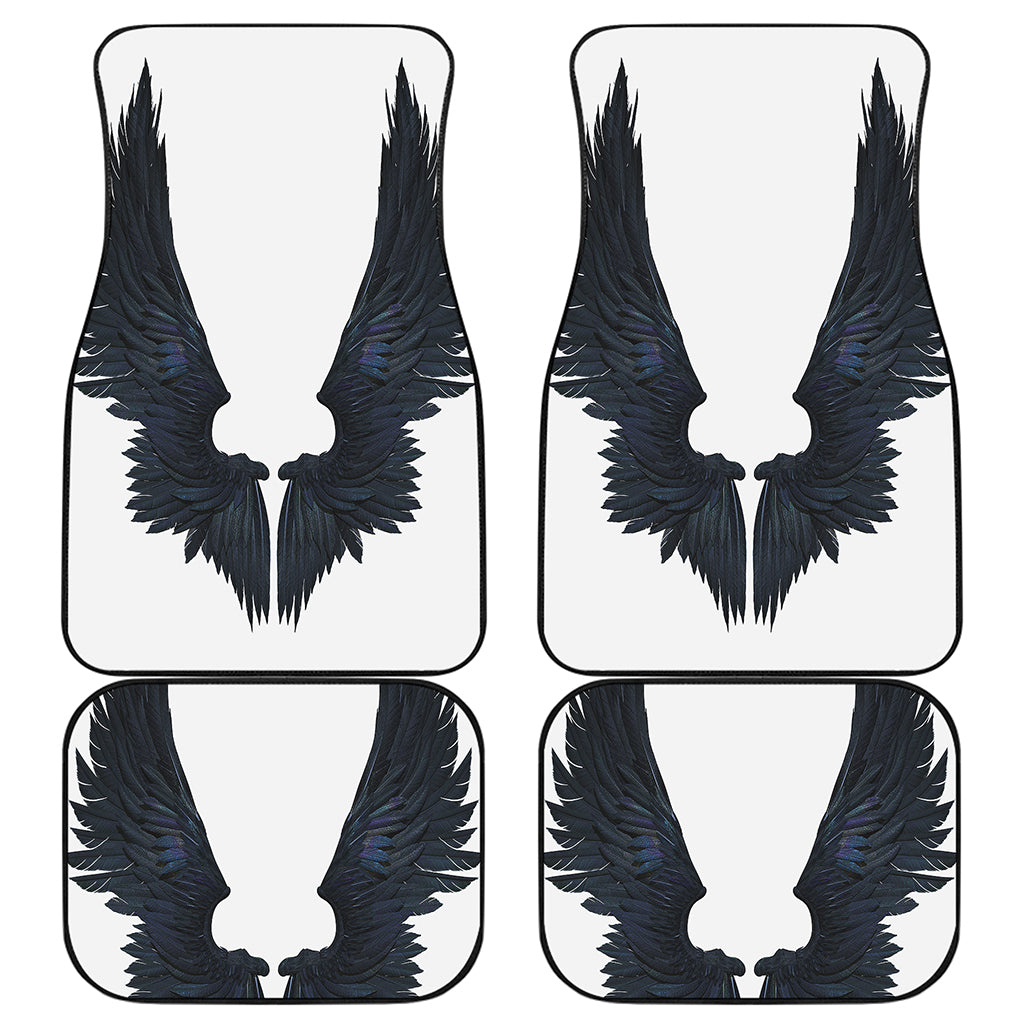Black Demon Wings Print Front and Back Car Floor Mats