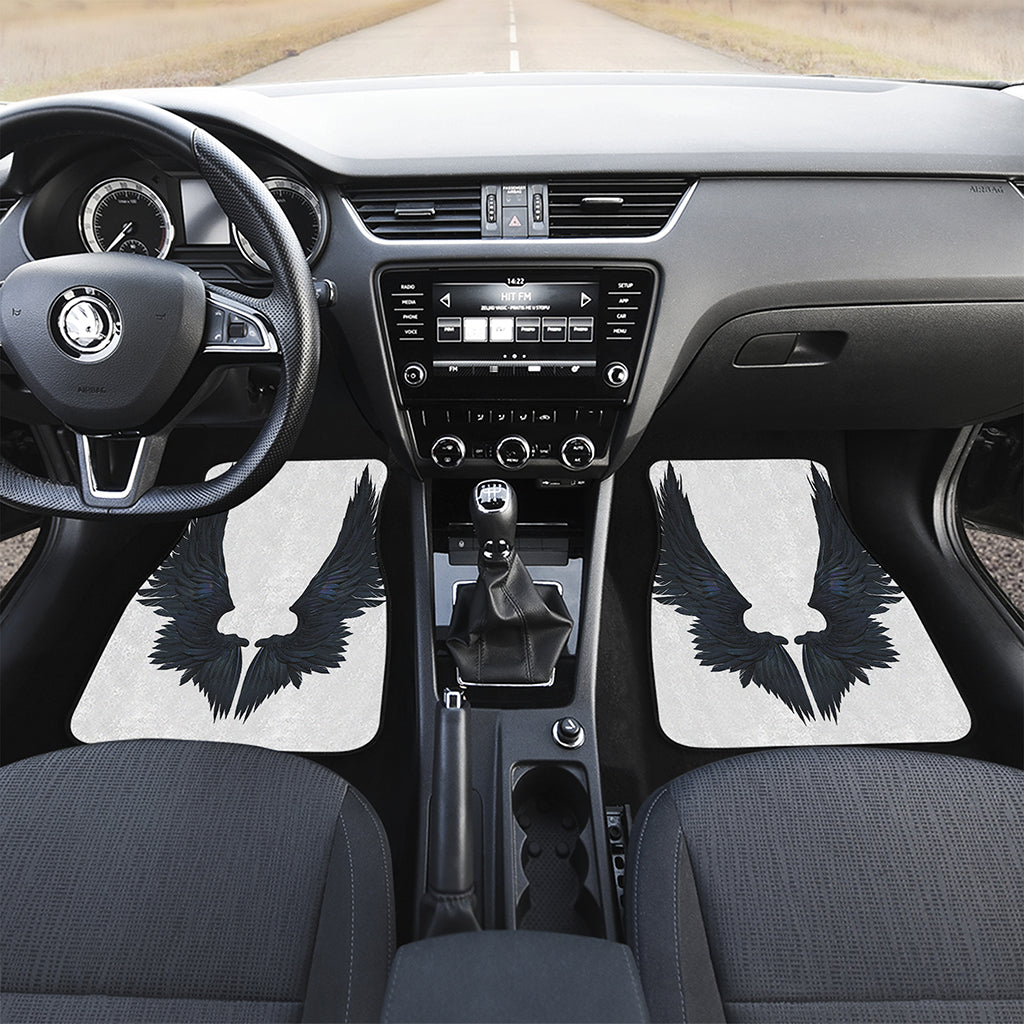 Black Demon Wings Print Front and Back Car Floor Mats