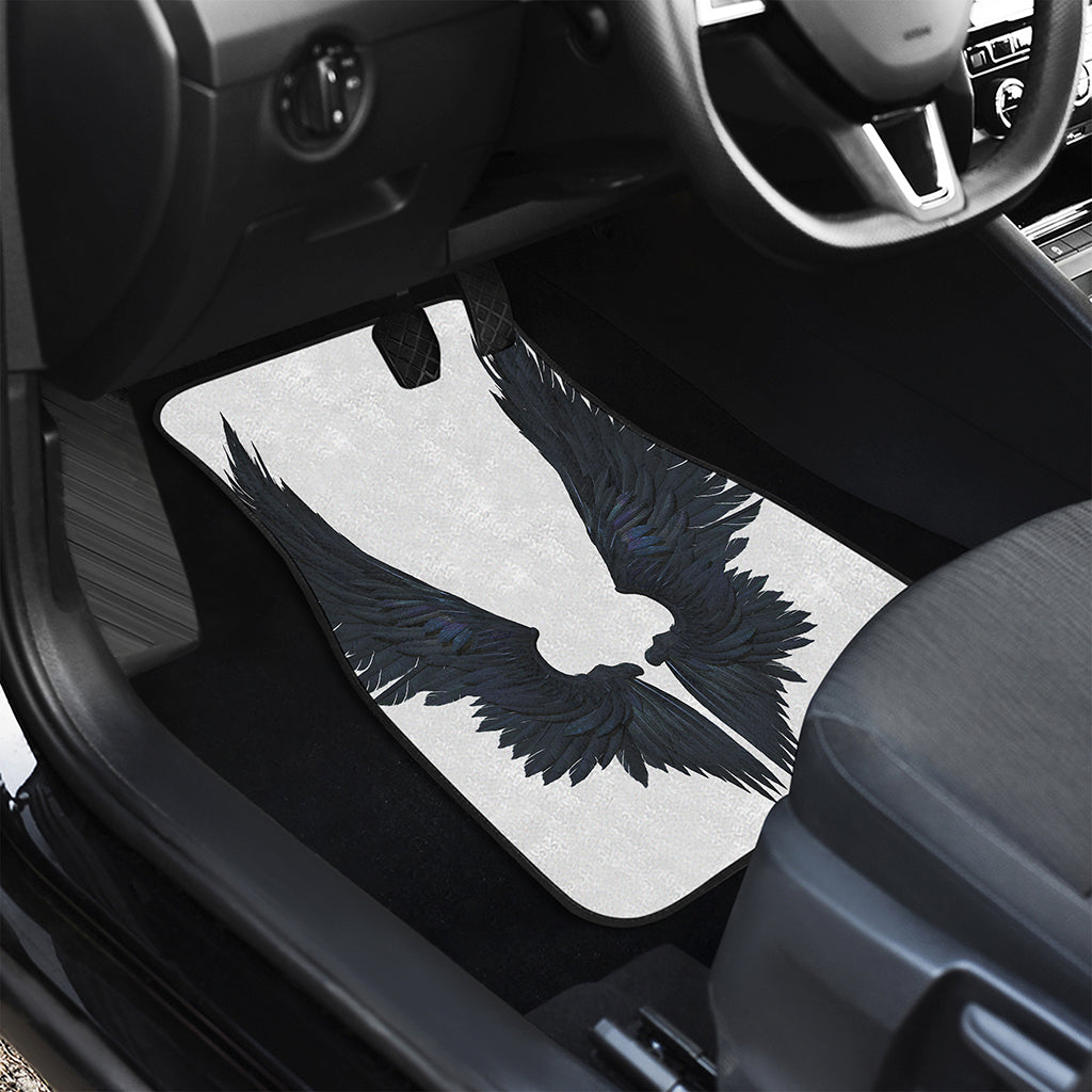 Black Demon Wings Print Front and Back Car Floor Mats