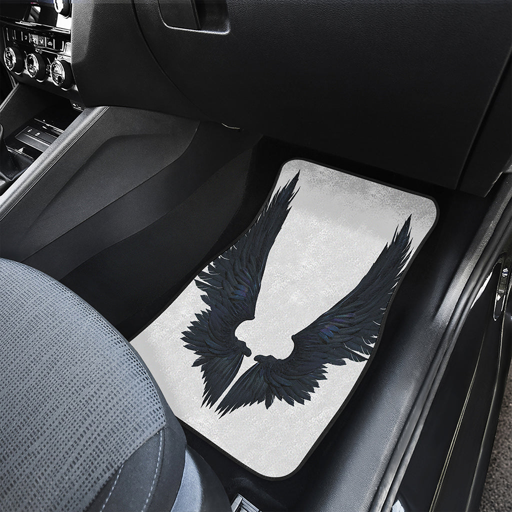 Black Demon Wings Print Front and Back Car Floor Mats