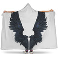 Black Demon Wings Print Hooded Blanket