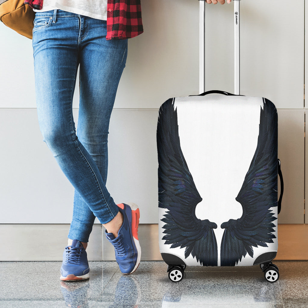 Black Demon Wings Print Luggage Cover