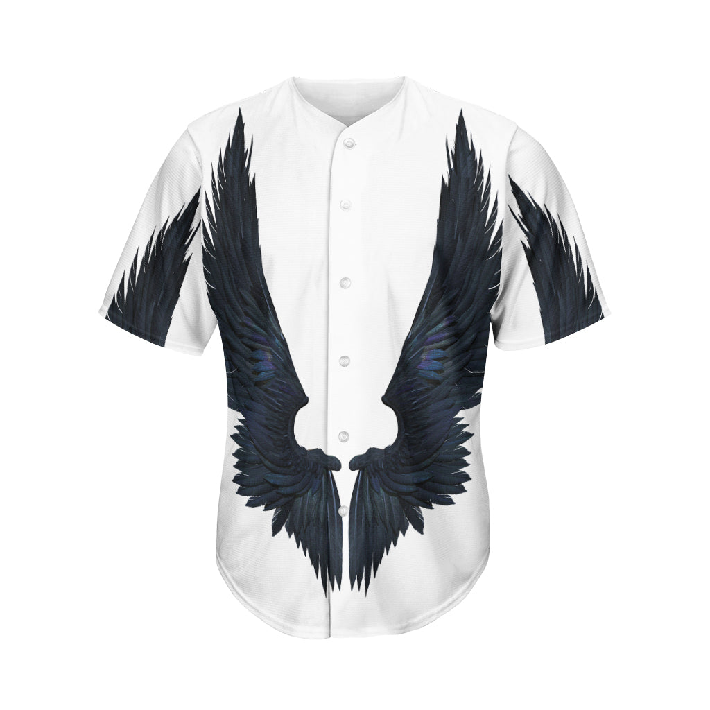 Black Demon Wings Print Men's Baseball Jersey