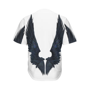 Black Demon Wings Print Men's Baseball Jersey