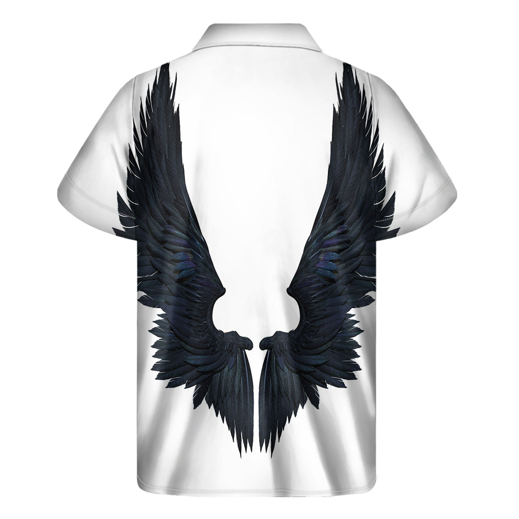 Black Demon Wings Print Men's Short Sleeve Shirt