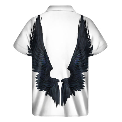 Black Demon Wings Print Men's Short Sleeve Shirt