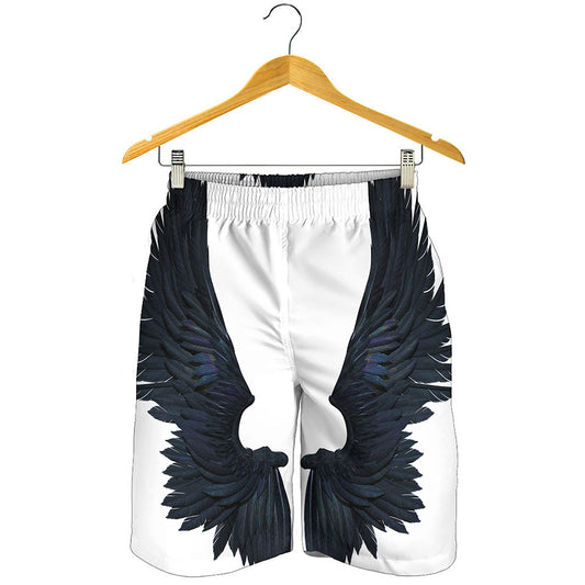Black Demon Wings Print Men's Shorts