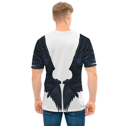 Black Demon Wings Print Men's T-Shirt