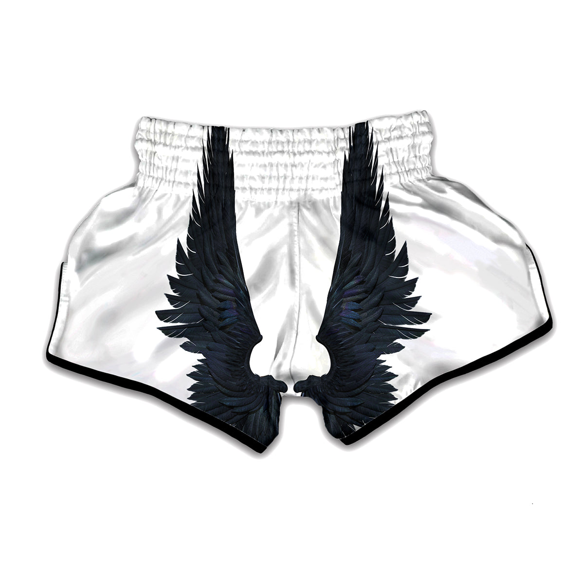 Black Demon Wings Print Muay Thai Boxing Shorts