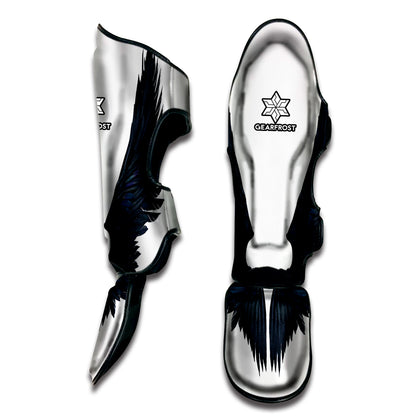 Black Demon Wings Print Muay Thai Shin Guard