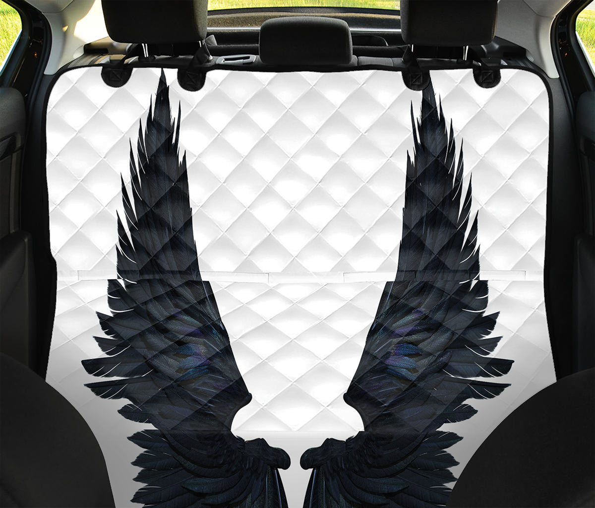 Black Demon Wings Print Pet Car Back Seat Cover