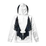 Black Demon Wings Print Pullover Hoodie