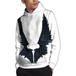 Black Demon Wings Print Pullover Hoodie