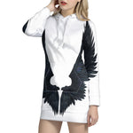 Black Demon Wings Print Pullover Hoodie Dress