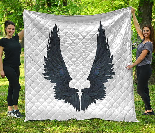 Black Demon Wings Print Quilt