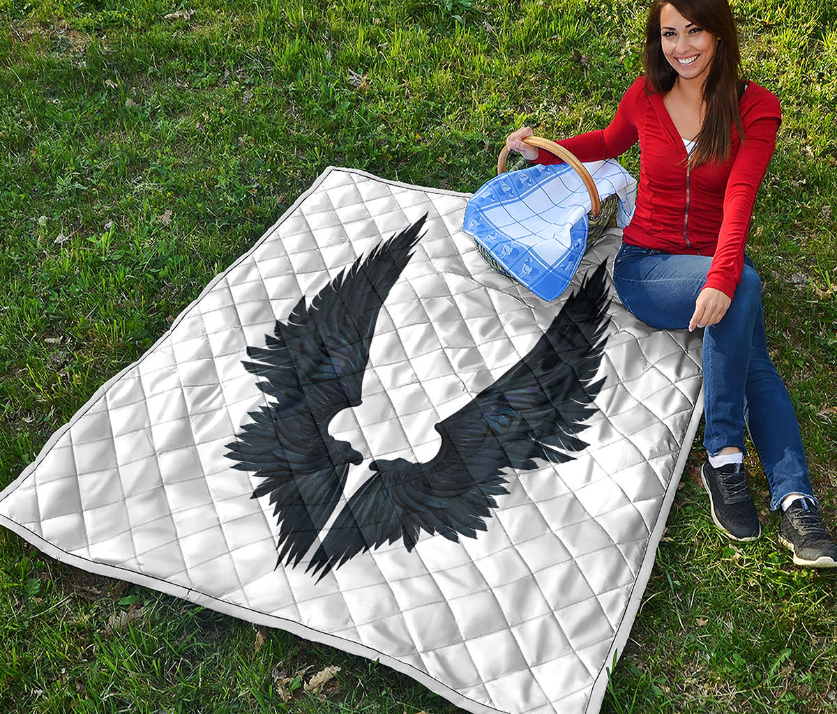 Black Demon Wings Print Quilt
