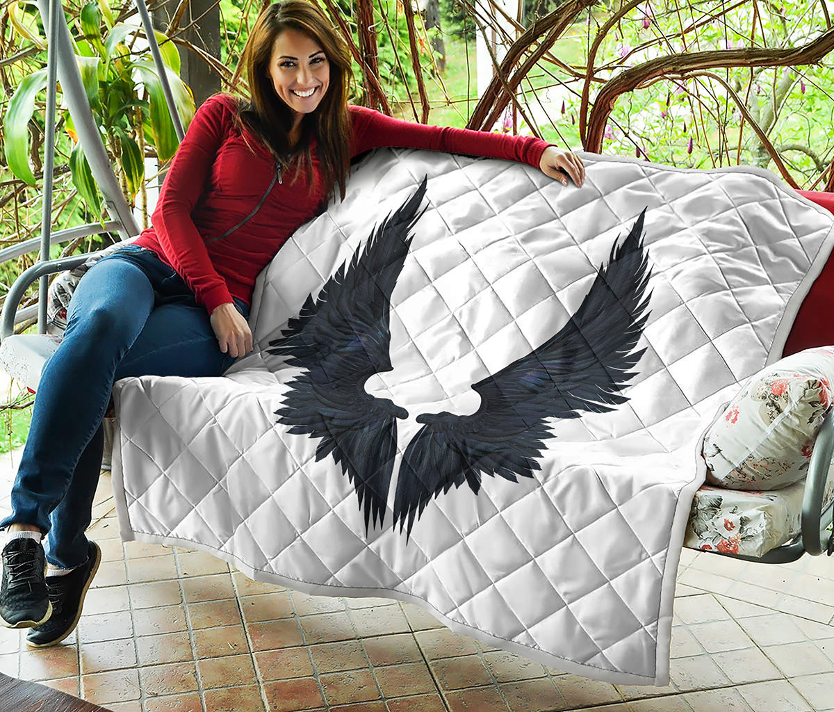 Black Demon Wings Print Quilt