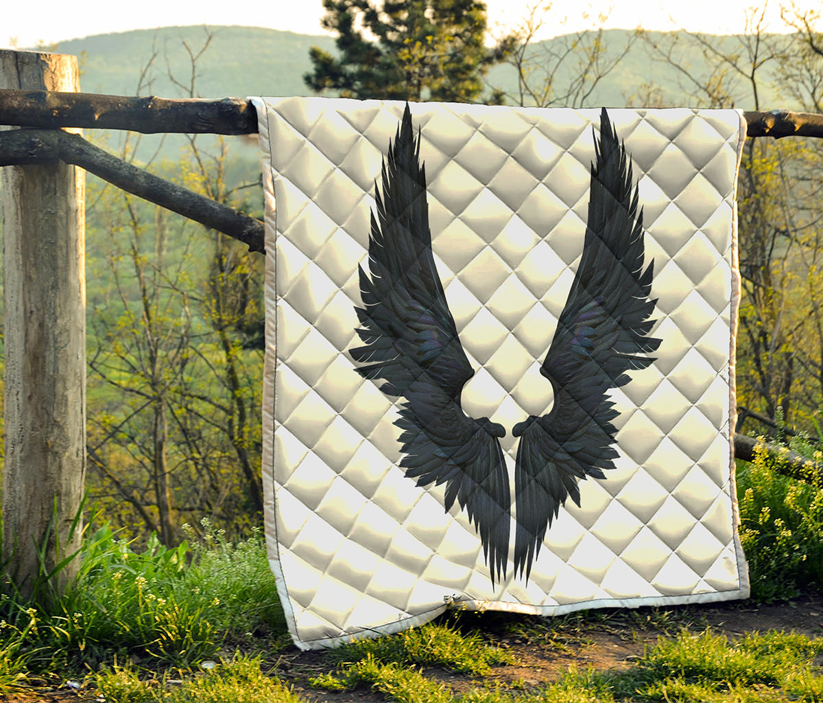 Black Demon Wings Print Quilt
