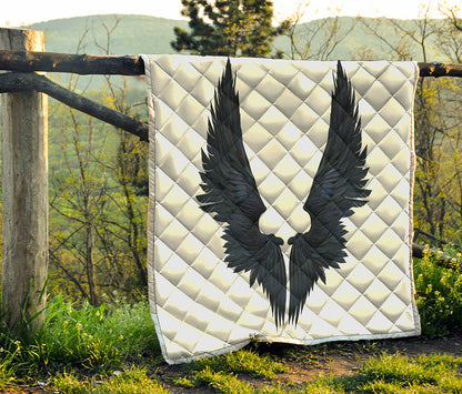 Black Demon Wings Print Quilt
