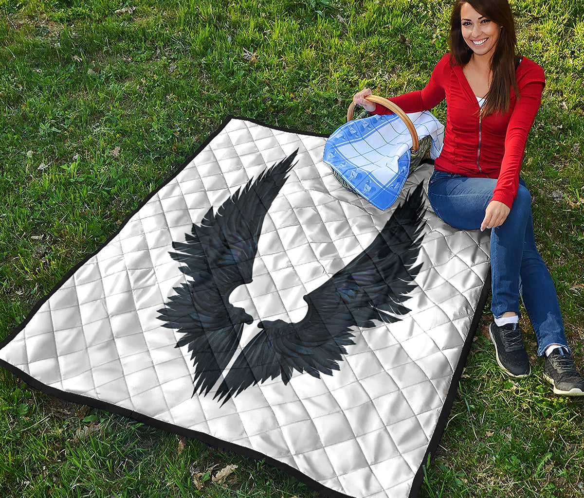 Black Demon Wings Print Quilt