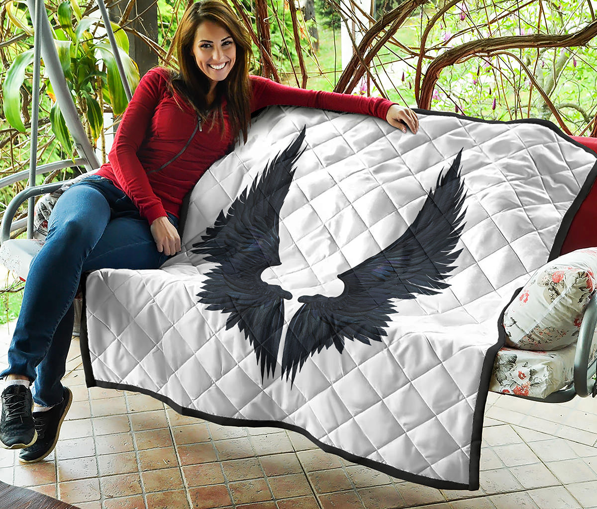Black Demon Wings Print Quilt