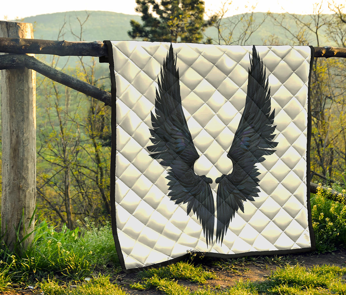 Black Demon Wings Print Quilt