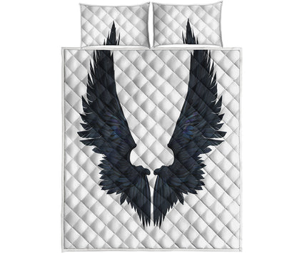 Black Demon Wings Print Quilt Bed Set