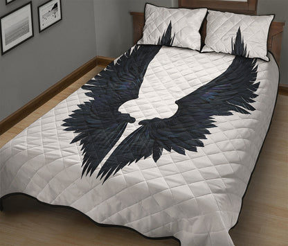 Black Demon Wings Print Quilt Bed Set