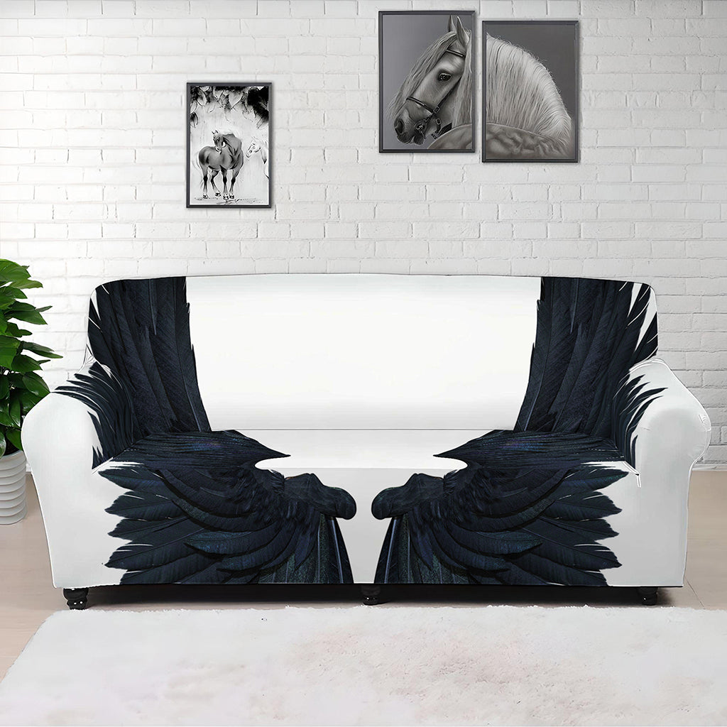 Black Demon Wings Print Sofa Cover