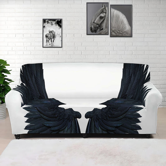 Black Demon Wings Print Sofa Cover