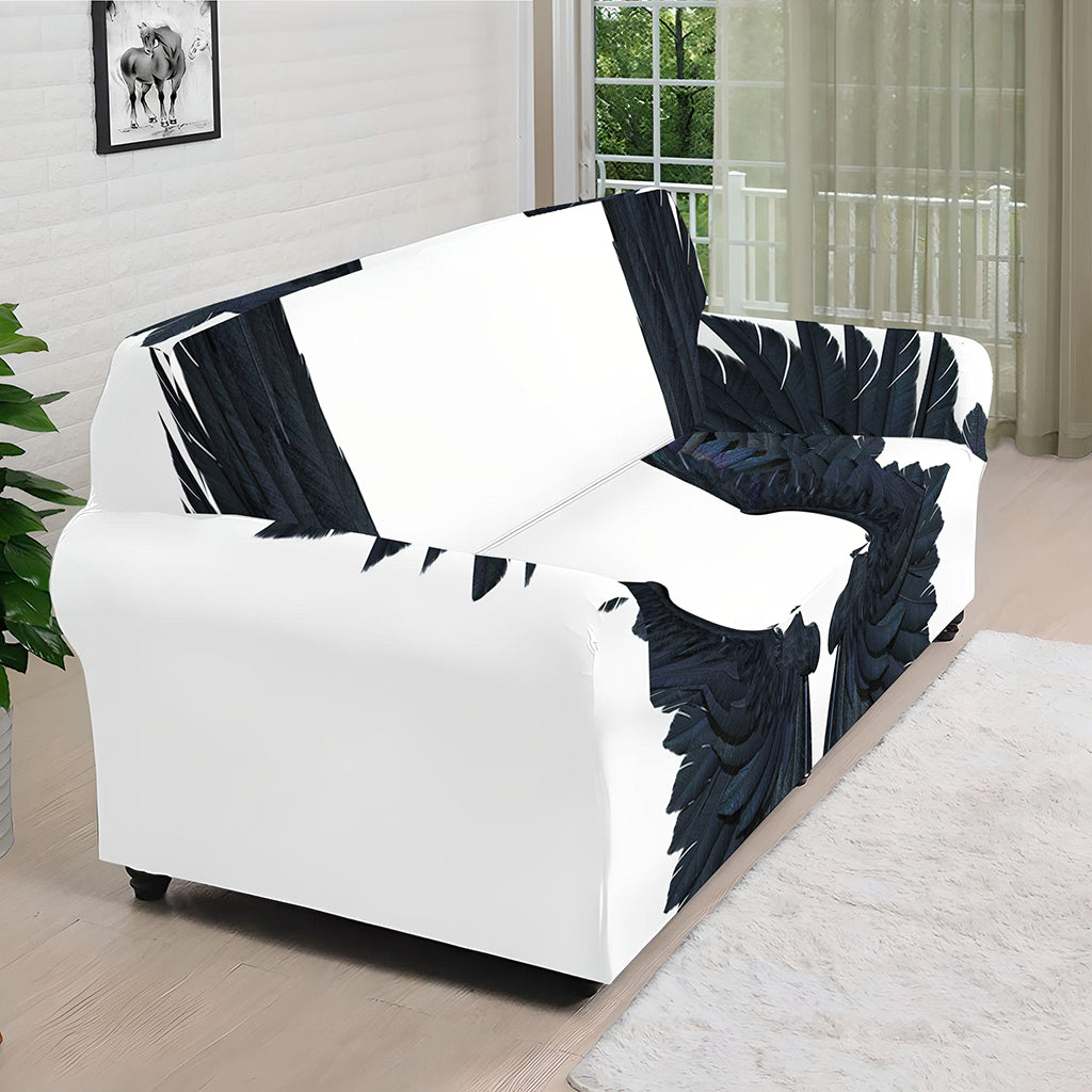 Black Demon Wings Print Sofa Cover